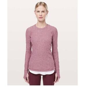 Lululemon Runderful Long Sleeve Heathered Misty Merlot 10